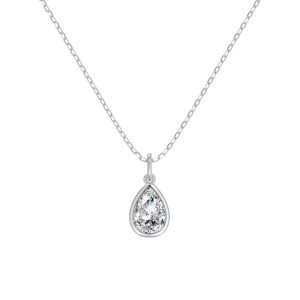 Wholesale 925 Sterling Silver Bezel-Set Pear Pendant Necklace 80200554