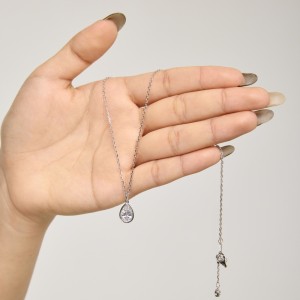Wholesale 925 Sterling Silver Bezel-Set Pear Pendant Necklace 80200554