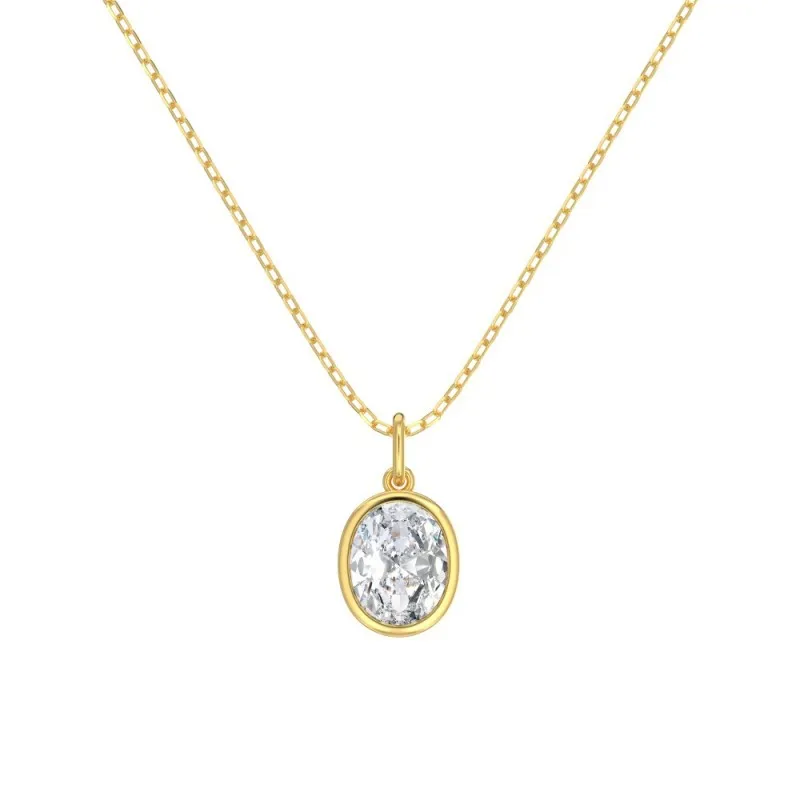 Wholesale 925 Sterling Silver Bezel-Set Oval Necklace 80200555