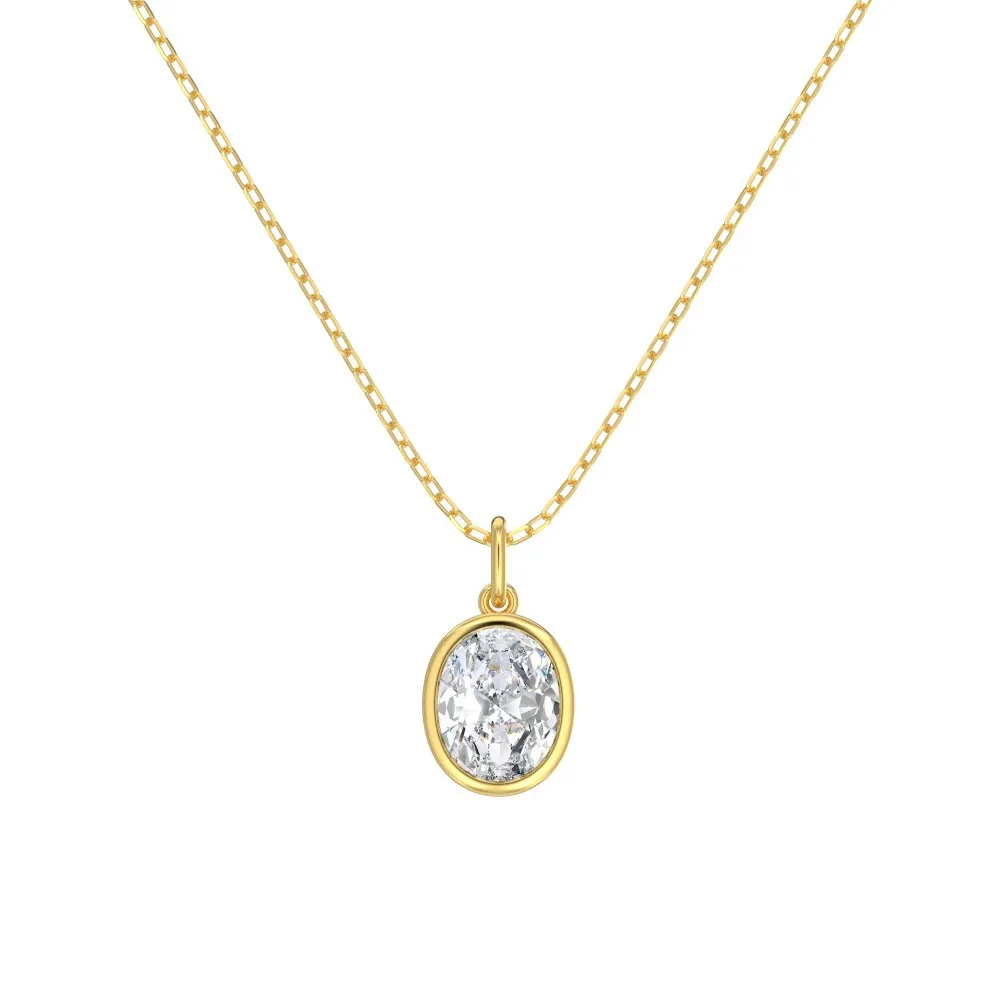 Wholesale 925 Sterling Silver Bezel-Set Oval Necklace 80200555