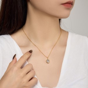 Wholesale 925 Sterling Silver Bezel-Set Oval Necklace 80200555
