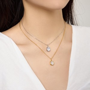 Wholesale 925 Sterling Silver Bezel-Set Oval Necklace 80200555