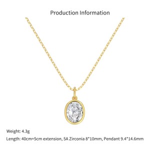 Wholesale 925 Sterling Silver Bezel-Set Oval Necklace 80200555