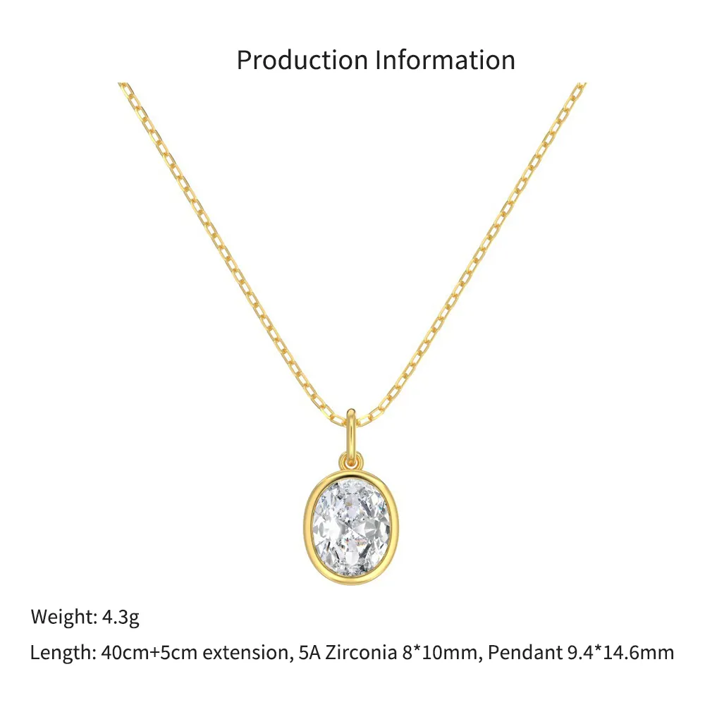 Wholesale 925 Sterling Silver Bezel-Set Oval Necklace 80200555 - image2
