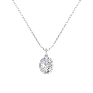 Wholesale 925 Sterling Silver Bezel-Set Oval Necklace 80200555