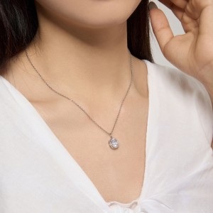 Wholesale 925 Sterling Silver Bezel-Set Oval Necklace 80200555