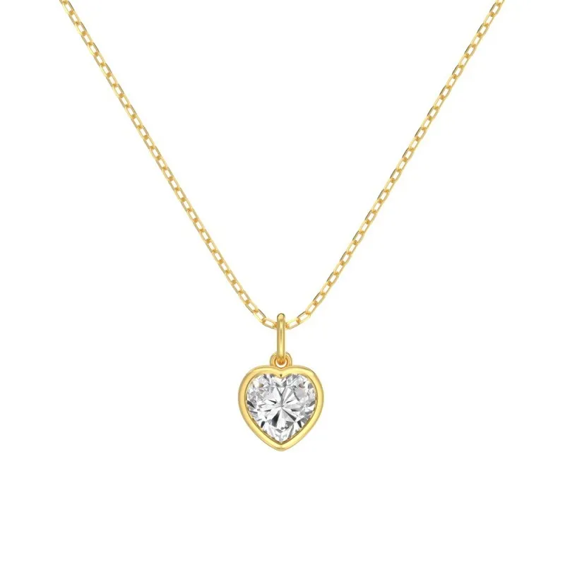 Wholesale 925 Sterling Silver Bezel-Set Heart Necklace 80200556