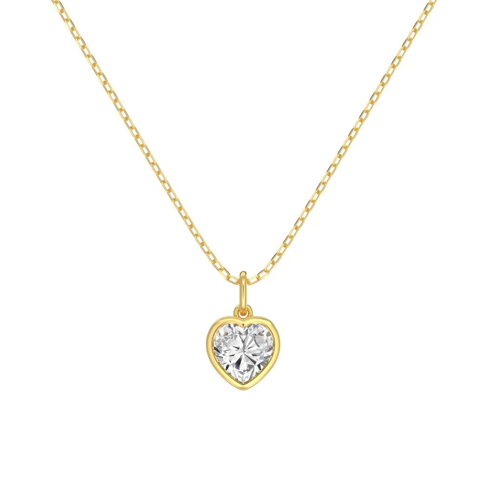 Wholesale 925 Sterling Silver Bezel-Set Heart Necklace 80200556