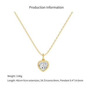 Wholesale 925 Sterling Silver Bezel-Set Heart Necklace 80200556