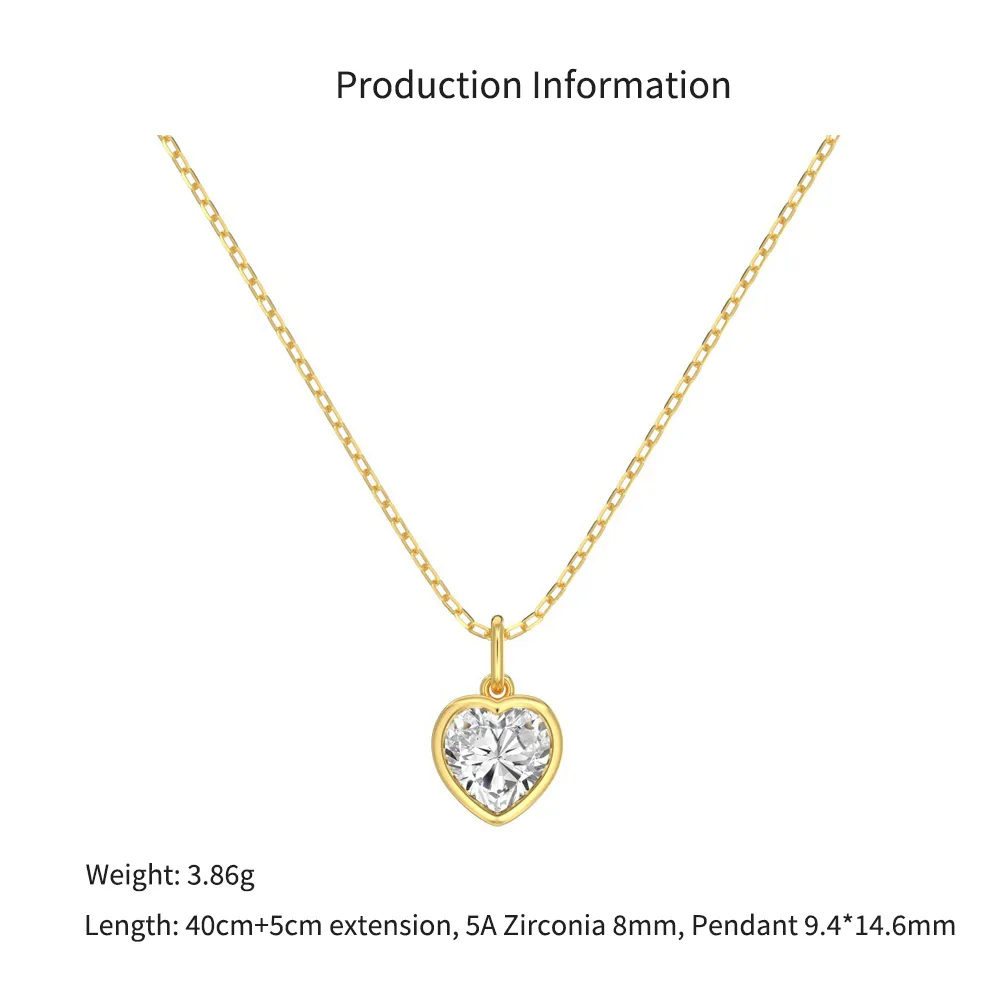 Wholesale 925 Sterling Silver Bezel-Set Heart Necklace 80200556 - image2