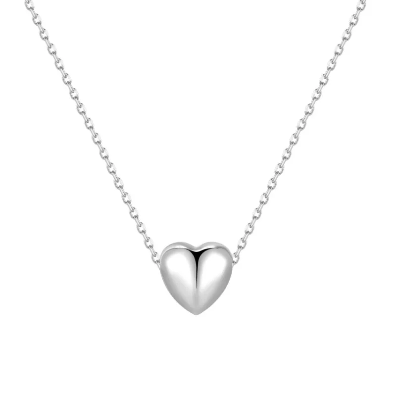 Wholesale 925 Sterling Silver Polished Puffed Heart Necklace 80200557