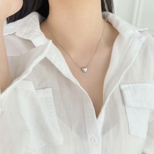 Wholesale 925 Sterling Silver Polished Puffed Heart Necklace 80200557