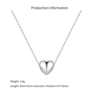 Wholesale 925 Sterling Silver Polished Puffed Heart Necklace 80200557