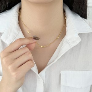 Wholesale 925 Sterling Silver Minimalist Polished Bead Necklace 80200558
