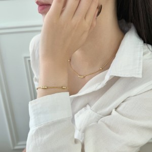 Wholesale 925 Sterling Silver Minimalist Polished Bead Necklace 80200558