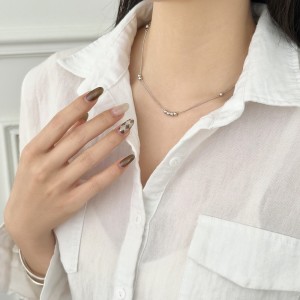 Wholesale 925 Sterling Silver Minimalist Polished Bead Necklace 80200558