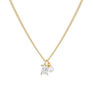 Wholesale 925 Sterling Silver Zircon and Pearl Pendant Necklace 80200559