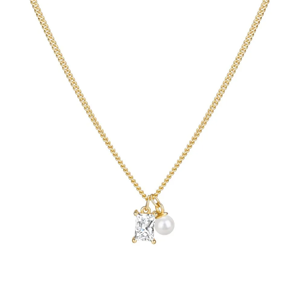 Wholesale 925 Sterling Silver Zircon and Pearl Pendant Necklace 80200559