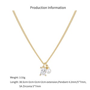 Wholesale 925 Sterling Silver Zircon and Pearl Pendant Necklace 80200559