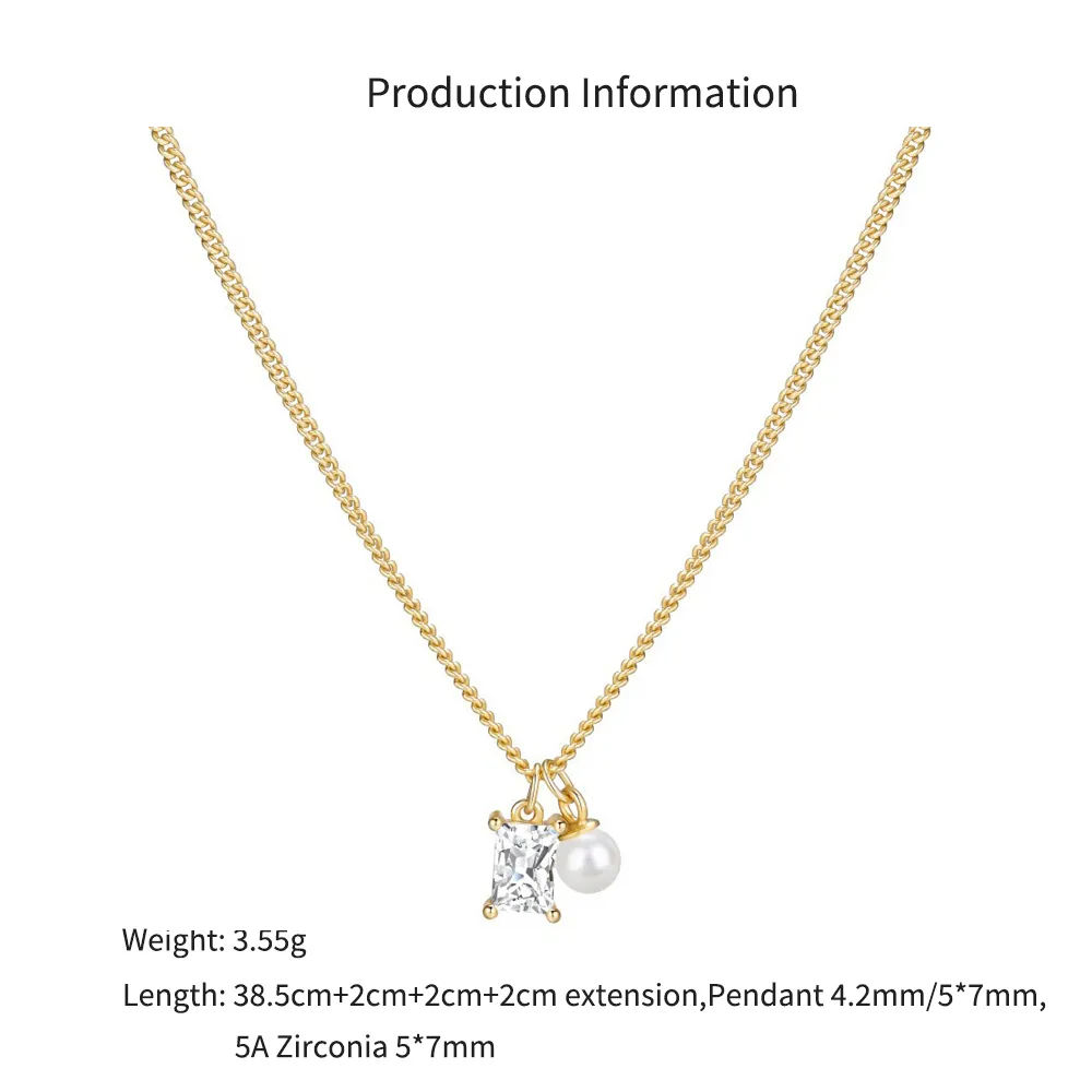 Wholesale 925 Sterling Silver Zircon and Pearl Pendant Necklace 80200559 - image2