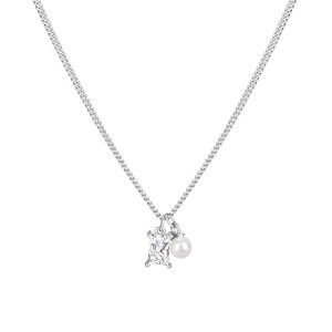Wholesale 925 Sterling Silver Zircon and Pearl Pendant Necklace 80200559