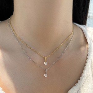 925 Sterling Silver Floating Heart Pendant Necklace 80200560