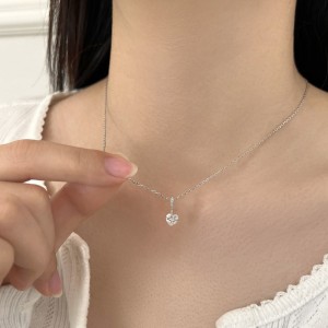 925 Sterling Silver Floating Heart Pendant Necklace 80200560