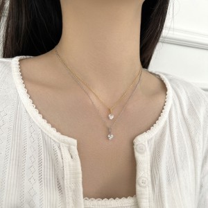 925 Sterling Silver Floating Heart Pendant Necklace 80200560
