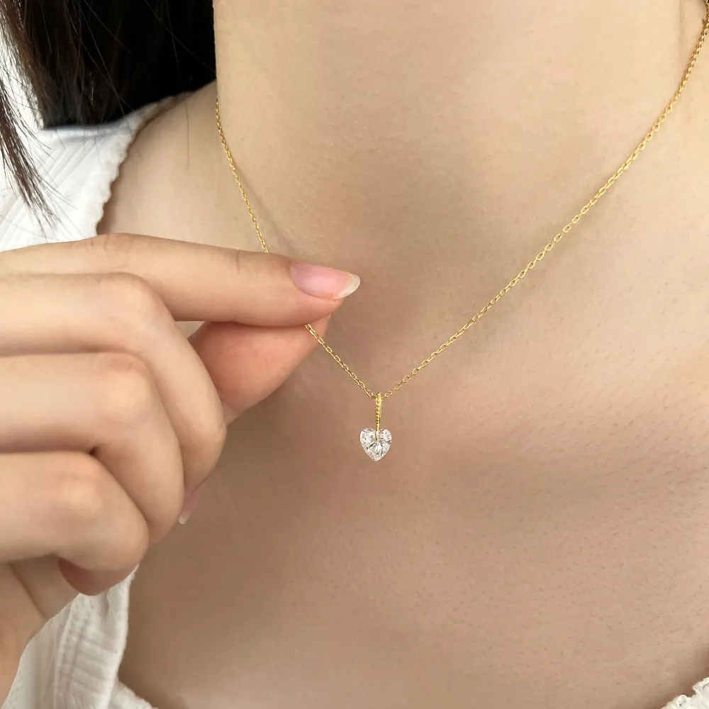 925 Sterling Silver Floating Heart Pendant Necklace 80200560 - image4