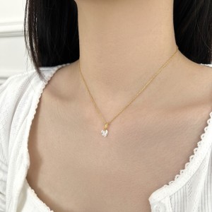 925 Sterling Silver Floating Heart Pendant Necklace 80200560