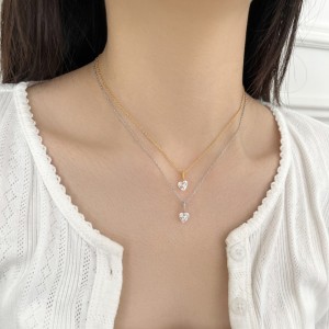 925 Sterling Silver Floating Heart Pendant Necklace 80200560