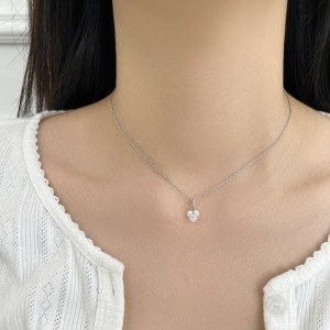 925 Sterling Silver Floating Heart Pendant Necklace 80200560