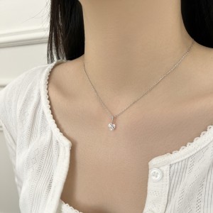 925 Sterling Silver Floating Heart Pendant Necklace 80200560