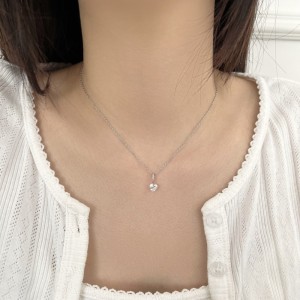 925 Sterling Silver Floating Heart Pendant Necklace 80200560