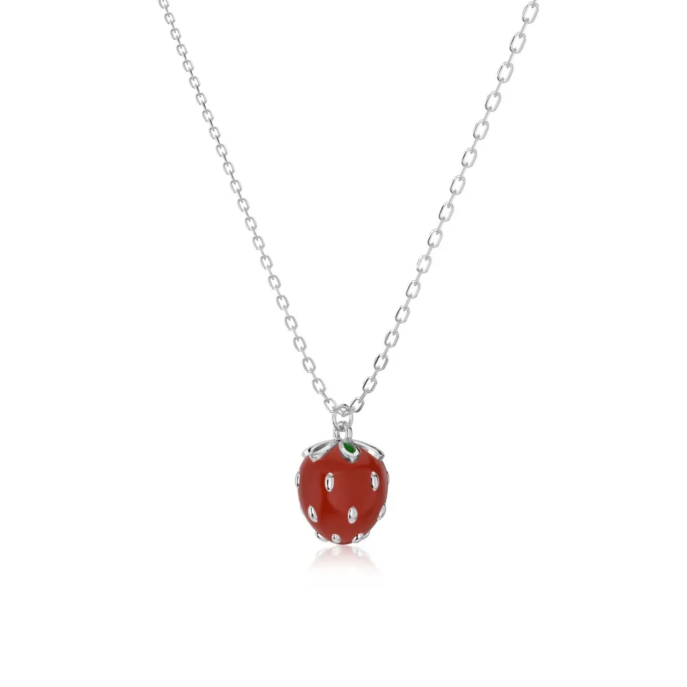 Wholesale 925 Sterling Silver Strawberry Pendant Necklace 80200563