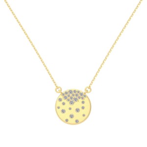 Wholesale 925 Sterling Silver Matte Celestial Disc Necklace 80200564