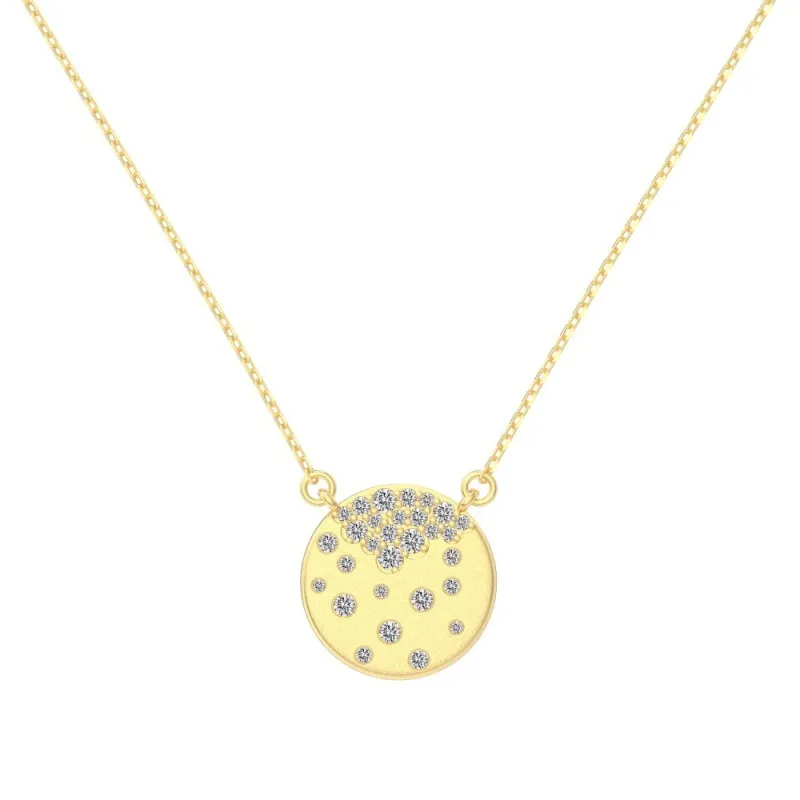 Wholesale 925 Sterling Silver Matte Celestial Disc Necklace 80200564