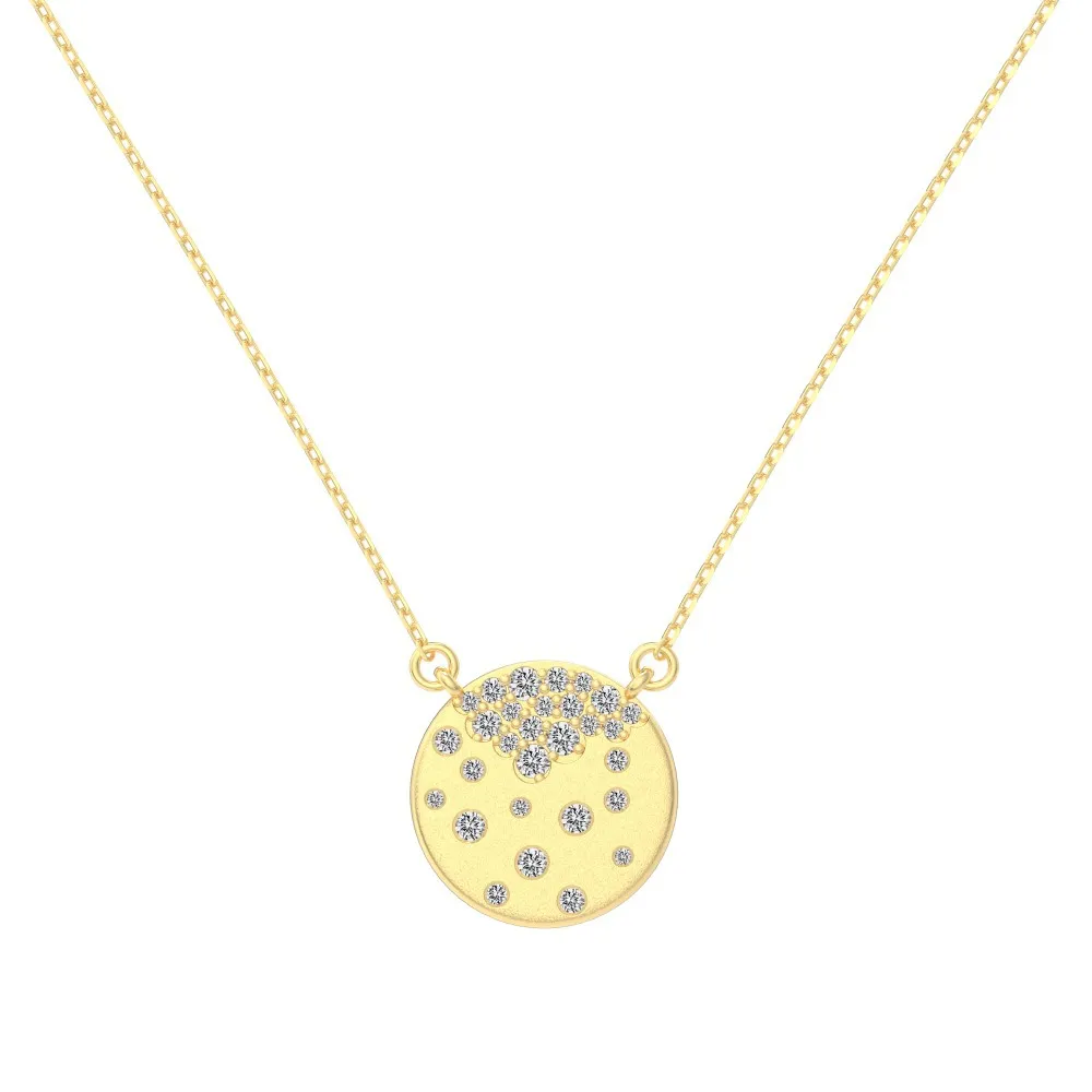 Wholesale 925 Sterling Silver Matte Celestial Disc Necklace 80200564