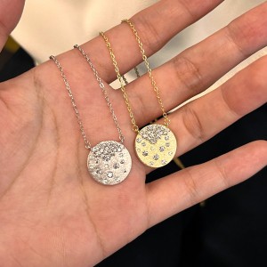 Wholesale 925 Sterling Silver Matte Celestial Disc Necklace 80200564