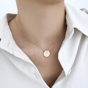 Wholesale 925 Sterling Silver Matte Celestial Disc Necklace 80200564