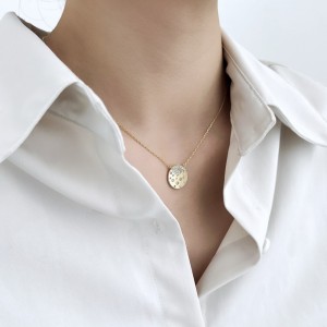 Wholesale 925 Sterling Silver Matte Celestial Disc Necklace 80200564