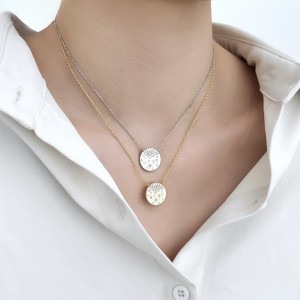 Wholesale 925 Sterling Silver Matte Celestial Disc Necklace 80200564