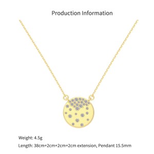 Wholesale 925 Sterling Silver Matte Celestial Disc Necklace 80200564