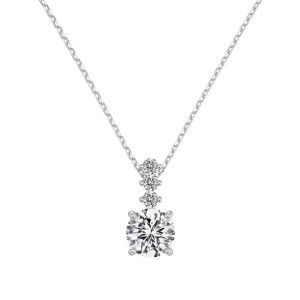 Wholesale 925 Sterling Silver Round Zircon Drop Necklace 80200565
