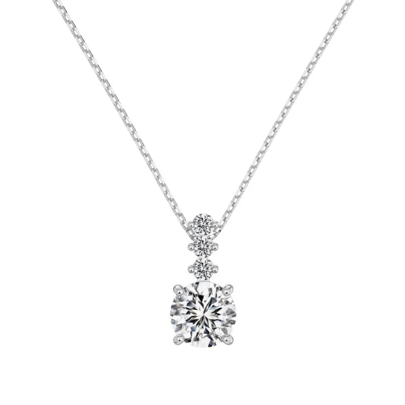 Wholesale 925 Sterling Silver Round Zircon Drop Necklace 80200565