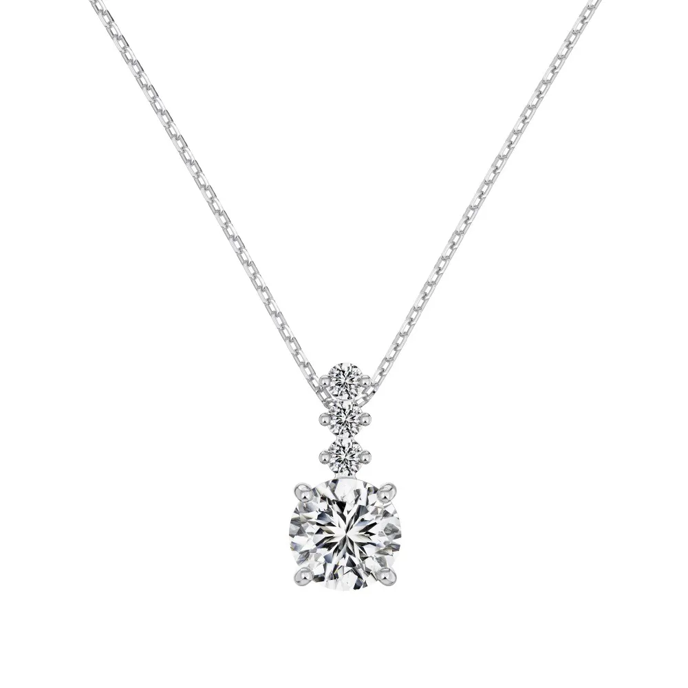 Wholesale 925 Sterling Silver Round Zircon Drop Necklace 80200565