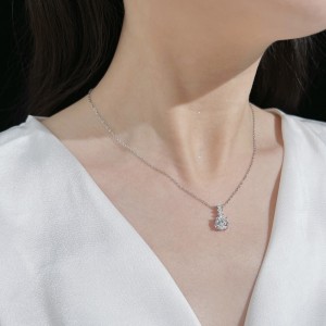 Wholesale 925 Sterling Silver Round Zircon Drop Necklace 80200565