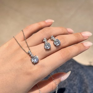 Wholesale 925 Sterling Silver Round Zircon Drop Necklace 80200565
