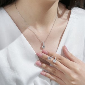 Wholesale 925 Sterling Silver Round Zircon Drop Necklace 80200565