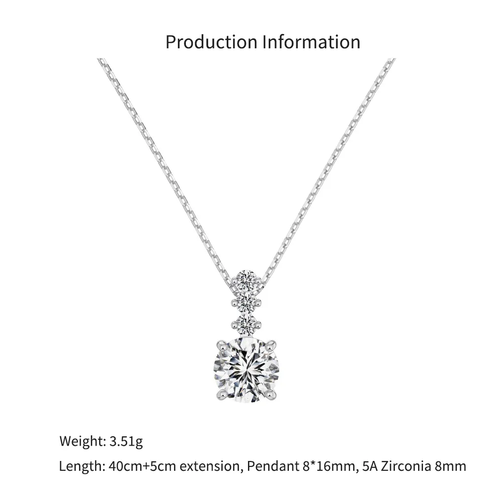 Wholesale 925 Sterling Silver Round Zircon Drop Necklace 80200565 - image2